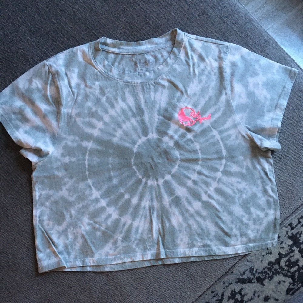 Reel Legends Gray & White Tie Dye Crop Top Size XL
